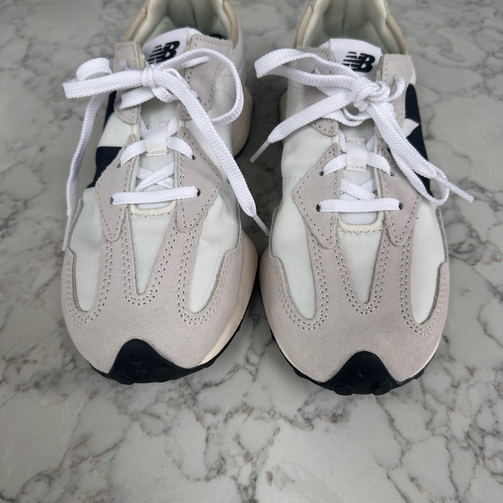 New Balance 327 White, Beige & Black Retro Running Sneakers